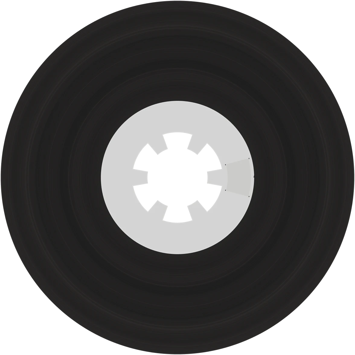 A full C60 supply reel seen face-on: a dark tape pack wound on a white six-tooth hub